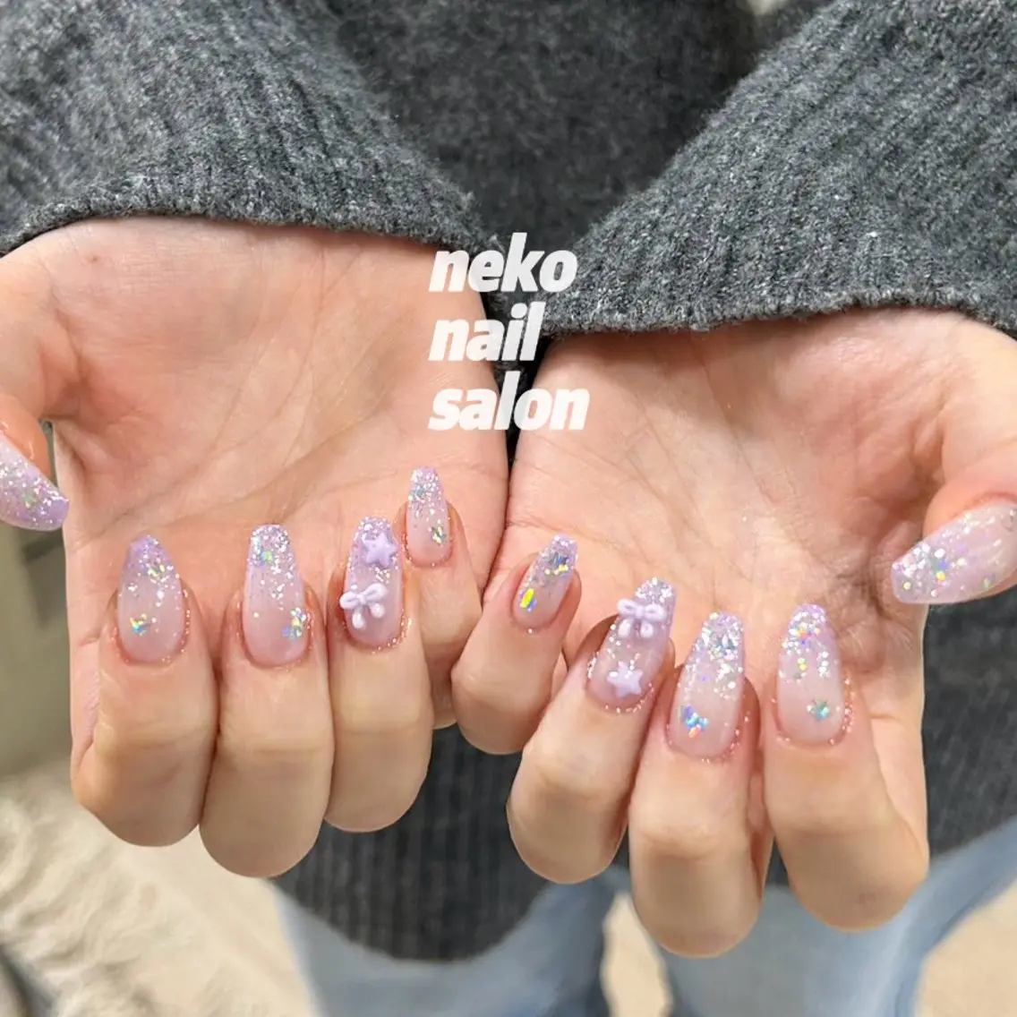 ネイル フラッシュネイル ラメ(グリッター) ラメグラデーション 持ち込み ハンドネイル neko nailのネイルデザイン