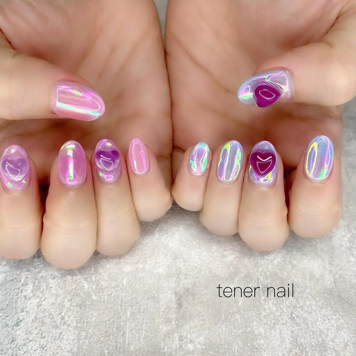 ネイル ハート 氷ネイル・うるうるネイル UVネイル テネルネイル tener nailのネイルデザイン