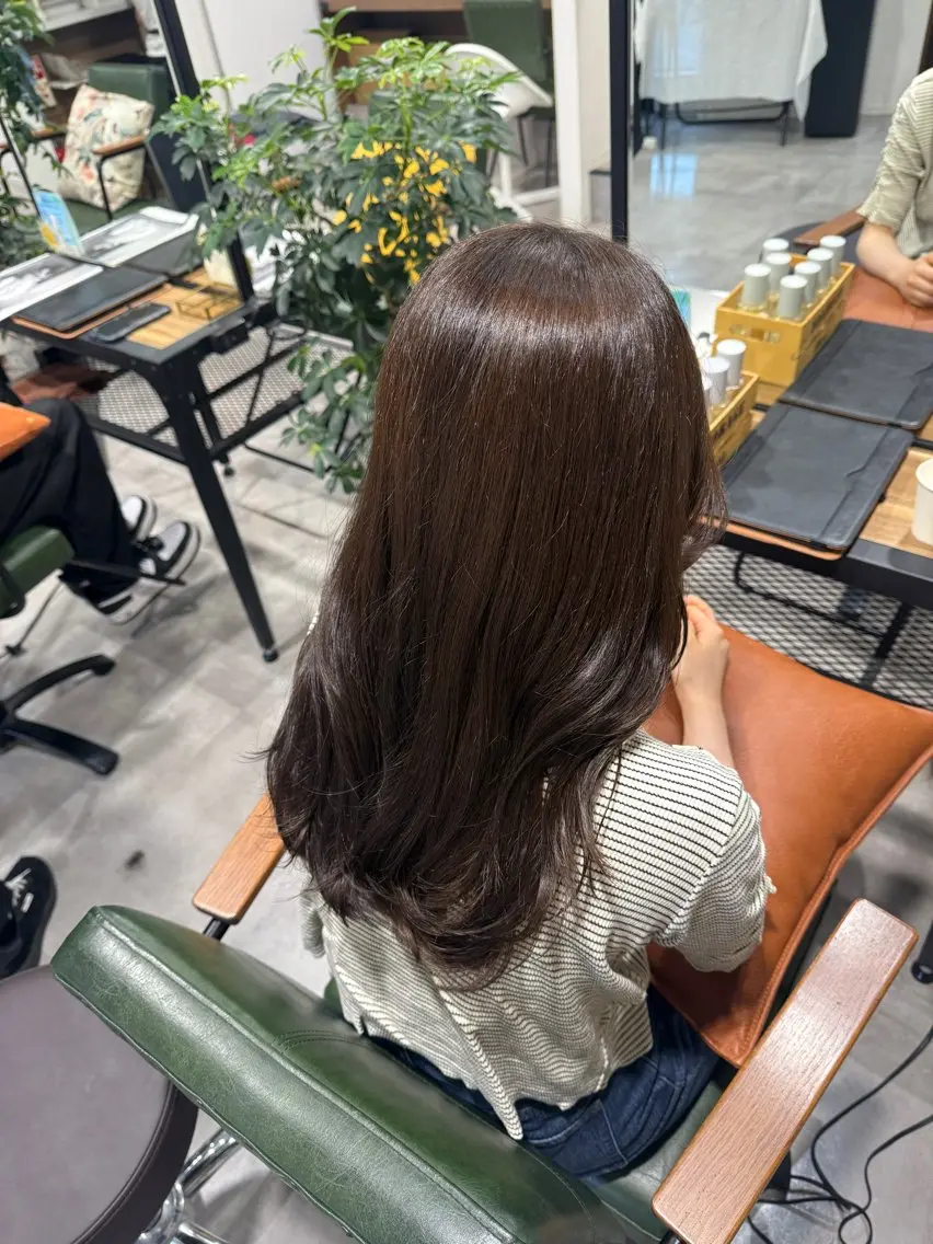 ロング カット ヘアカラー オリーブ🫒レイヤー /平尾/りの‎🤍のヘアスタイル
