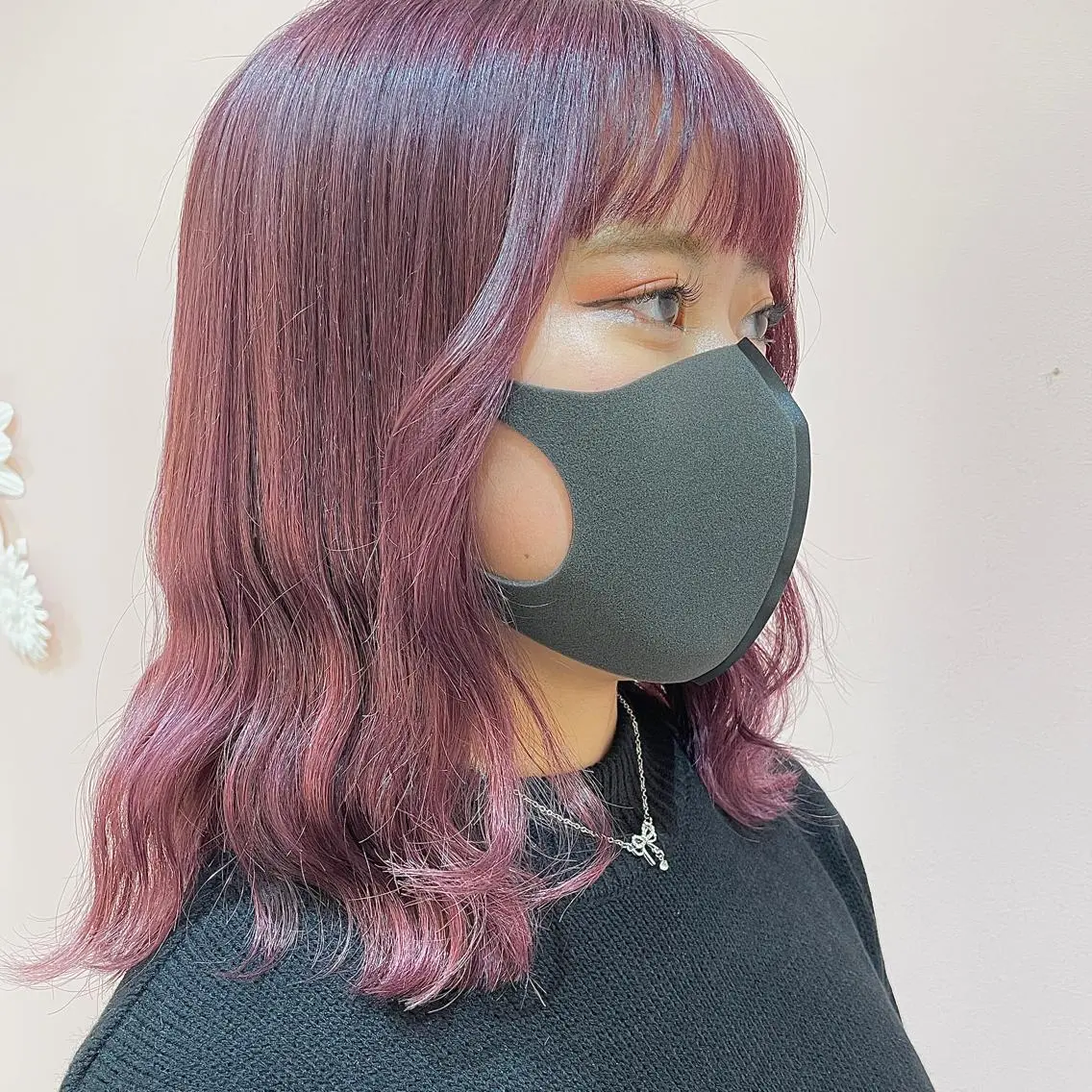 ミディアム カラー ブリーチ ラベンダーカラー ピンクカラー ピンクラベンダー カット ヘアカラー トリートメント レイヤー/ウルフ/ ハイトーンchimiのヘアスタイル