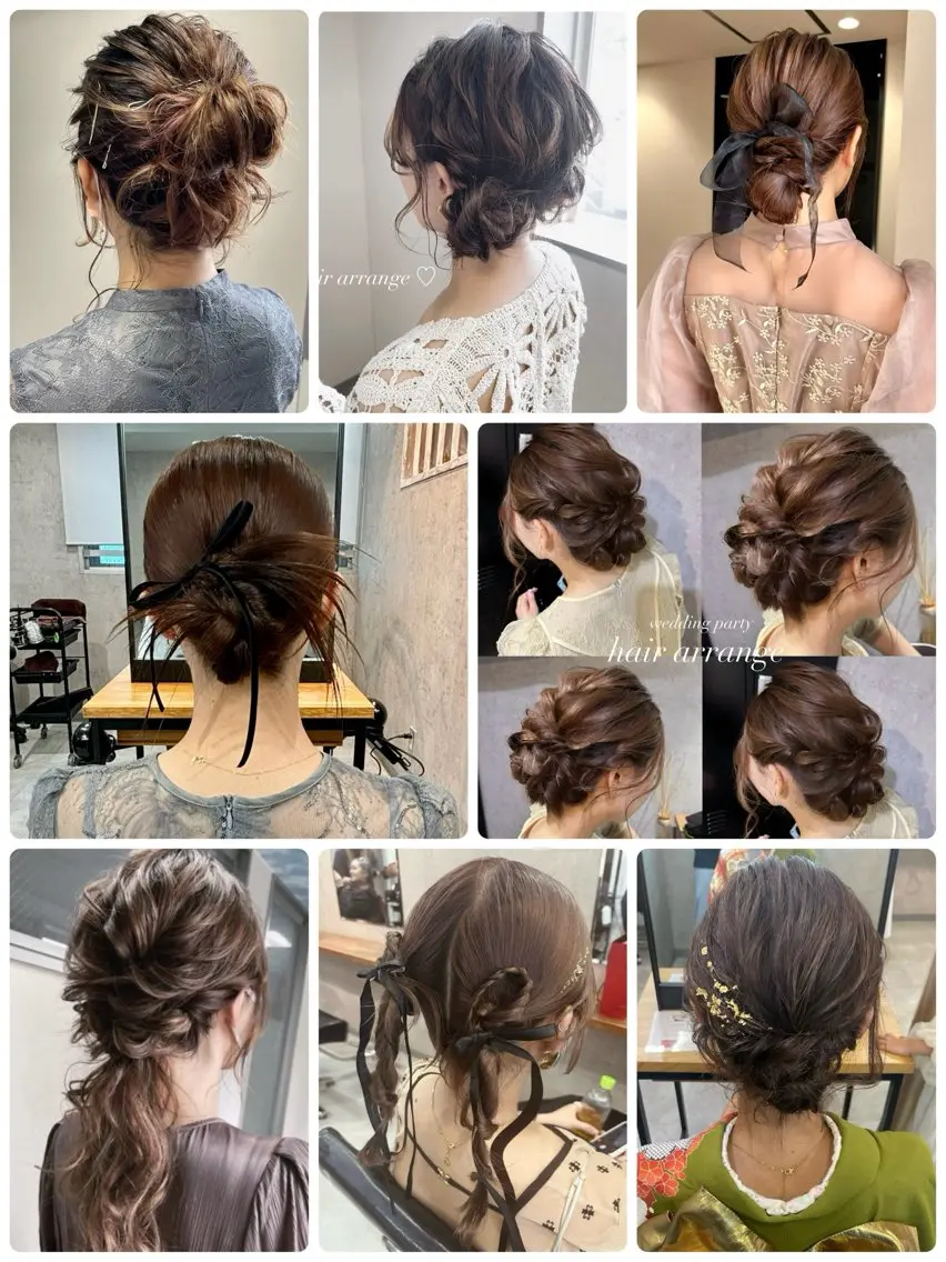 セミロング ヘアアレンジ 結婚式・ブライダル ヘアセット 松井那津子 /ハイライトブリーチのヘアスタイル