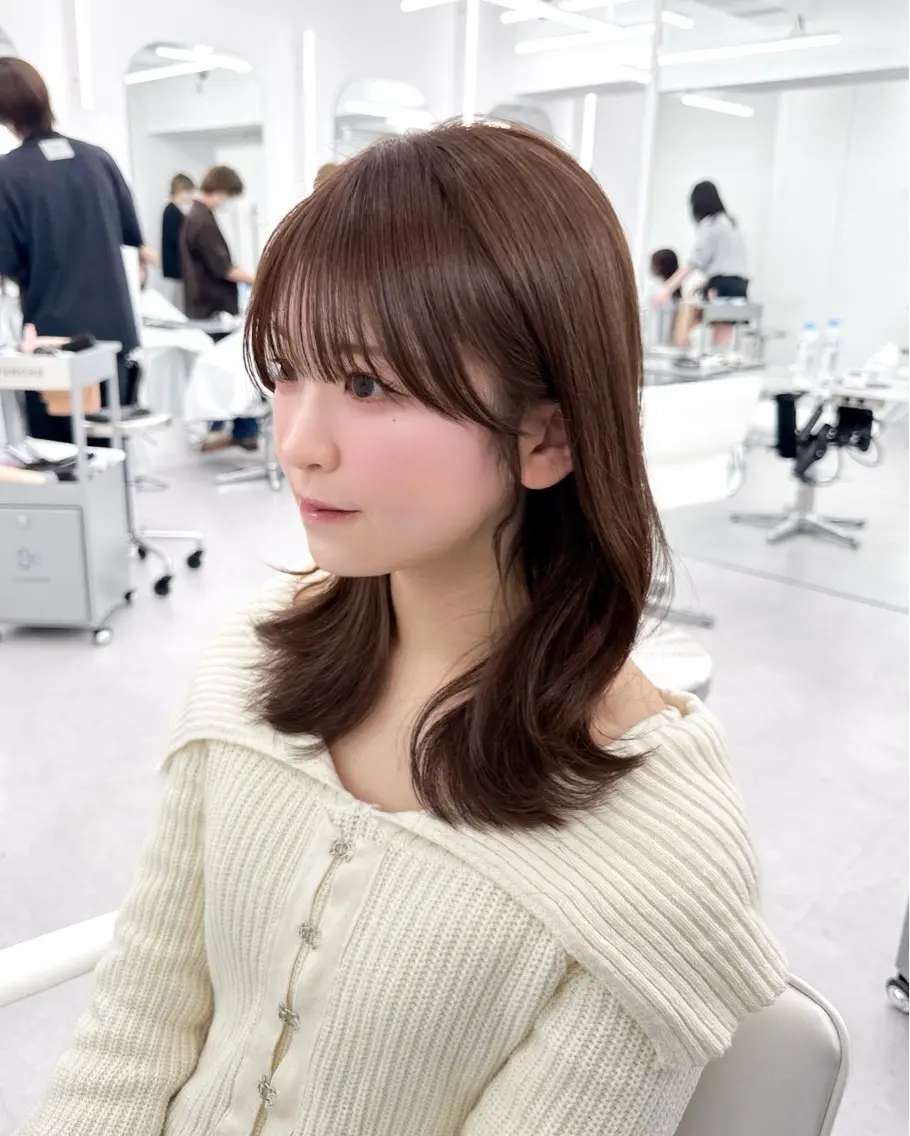 ミディアム カラー 韓国風ヘア レイヤーカット カット ヘアカラー トリートメント 顔周り特化/韓国ヘア /レイヤー/吉野幸大のヘアスタイル
