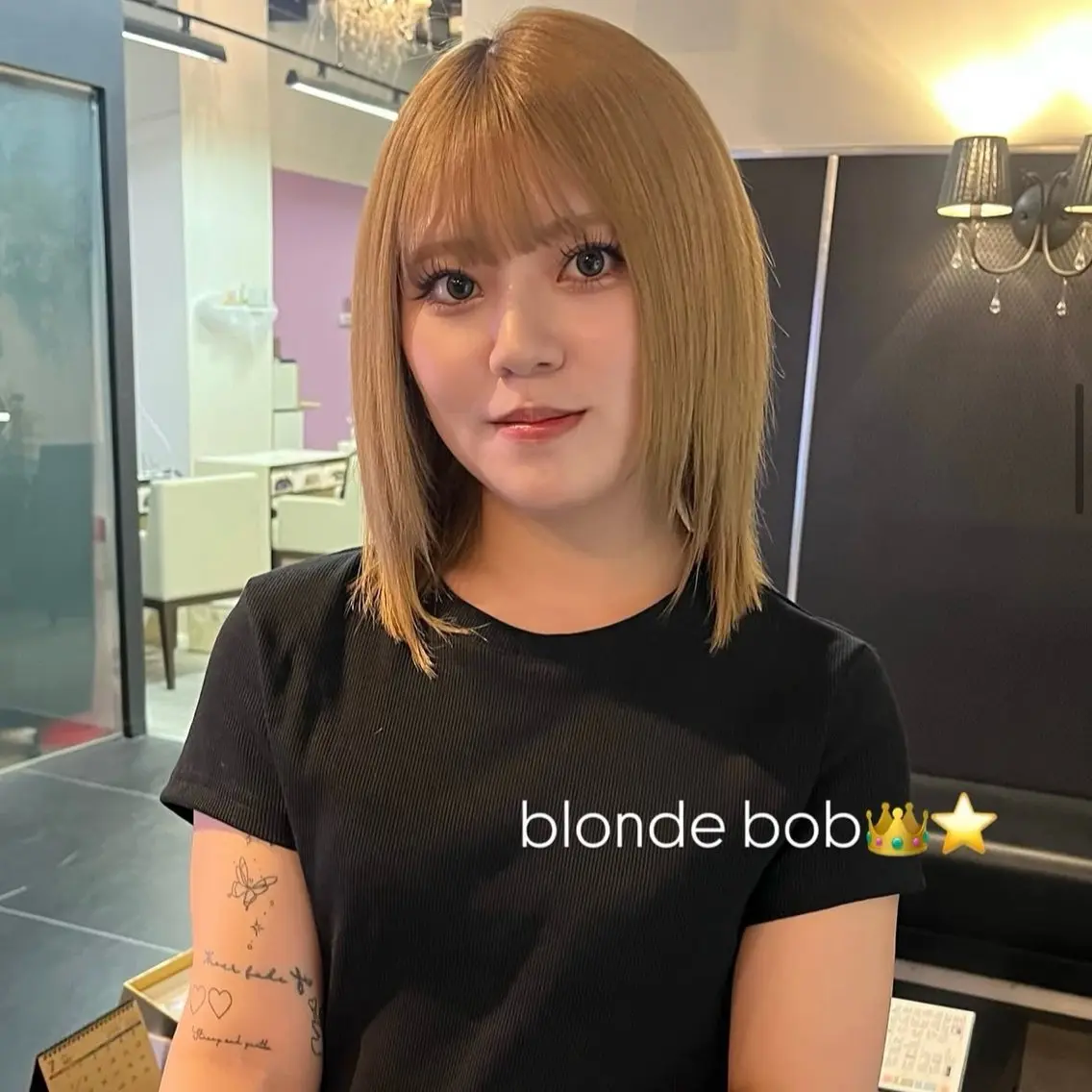 ミディアム カラー ハイトーンカラー ボブ カット トリートメント trico心斎橋 ナツミのヘアスタイル