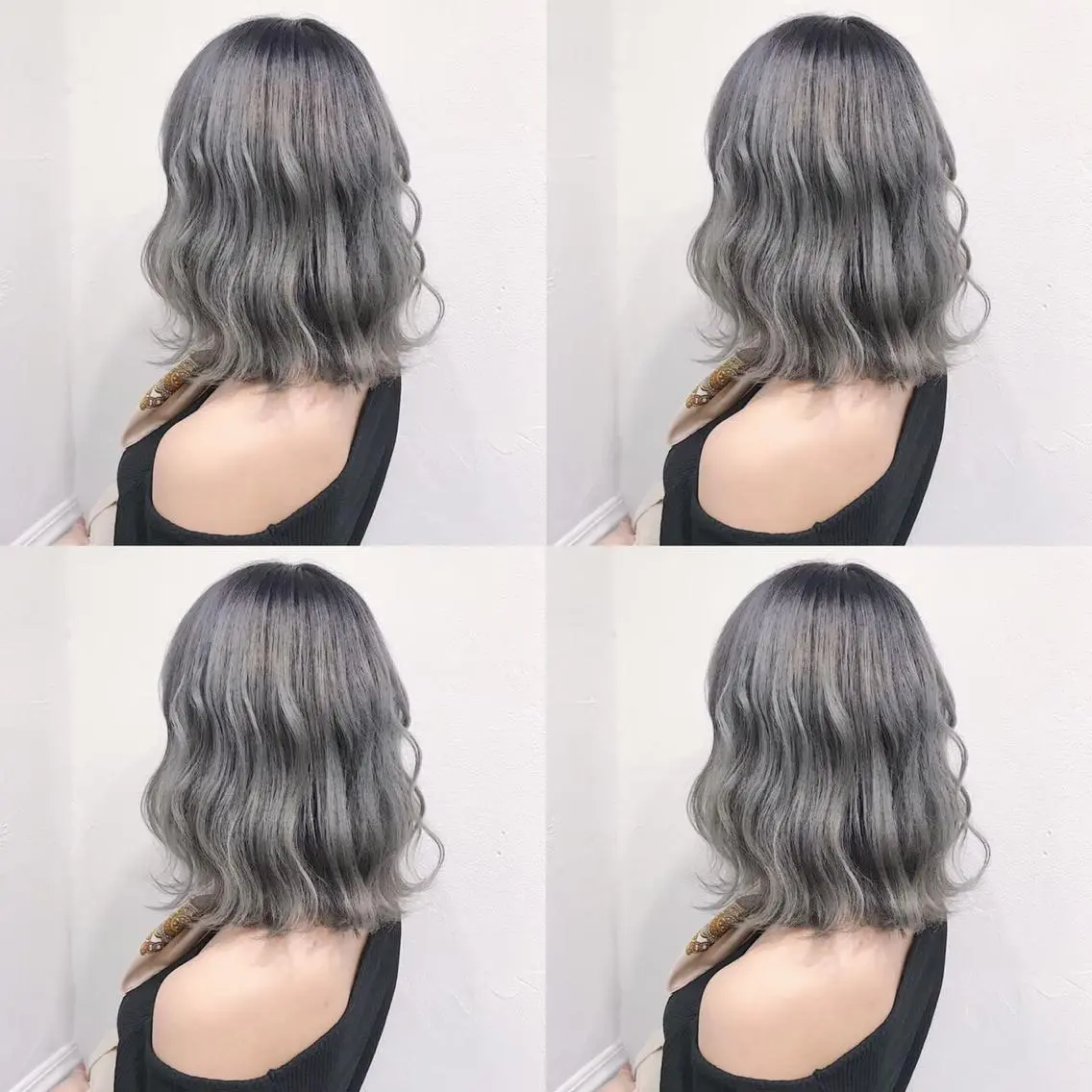 セミロング カラー JuNブリーチに 縮毛矯正するプロのヘアスタイル