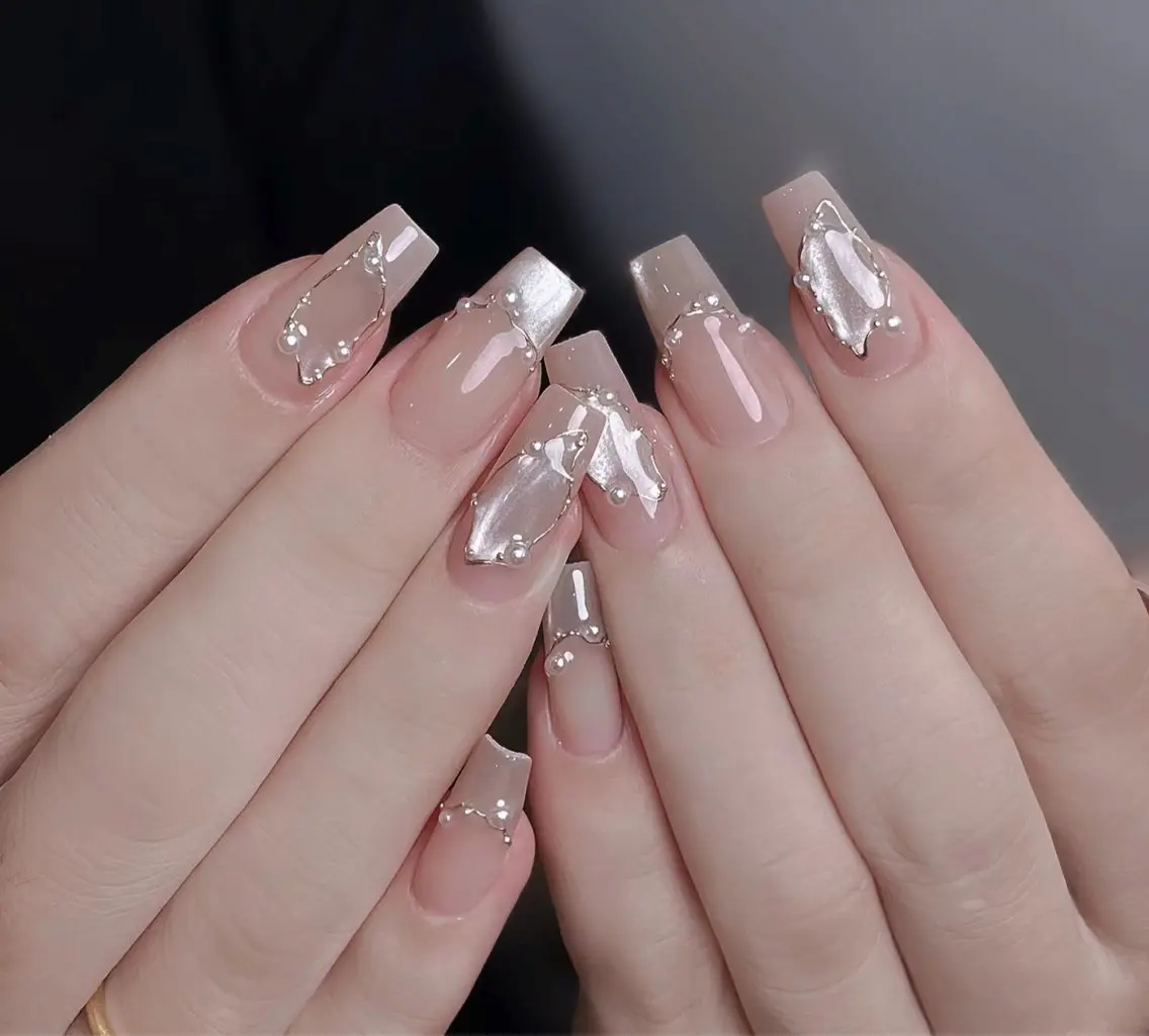 ネイル アートネイル チークネイル 長さ出し フレンチネイル ジェルネイル YK Beauty Salonのマツエク・マツパデザイン
