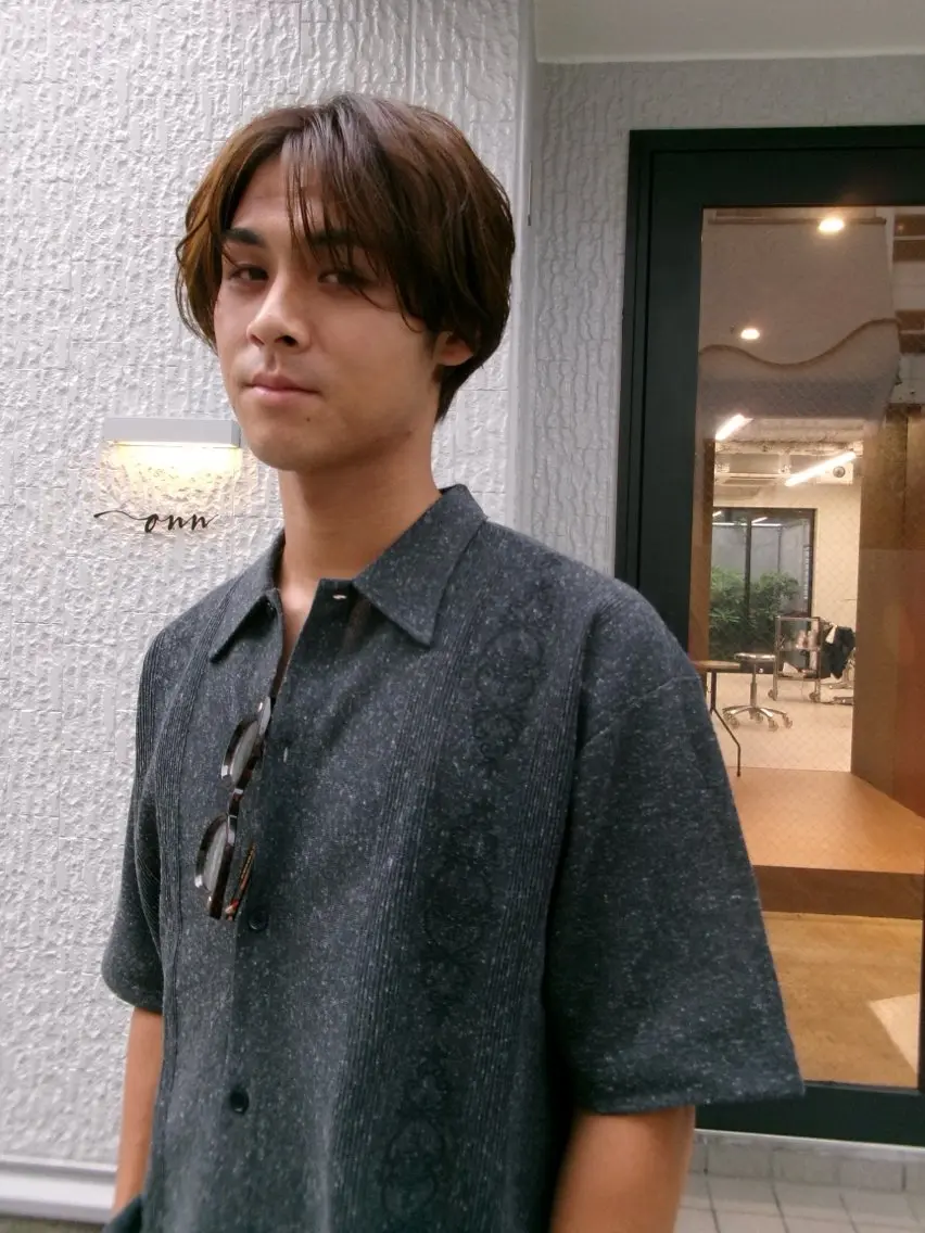 ショート カラー ブラウンカラー 伸ばしかけ シースルーバング カット OHASHI HANAMIのヘアスタイル