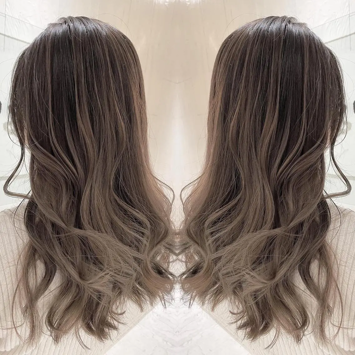 セミロング カラー アッシュ バレイヤージュ ベージュカラー ケアカラー 透明感カラー ヘアカラー トリートメント 河合秀明/ショート /ボブ/レイヤーのヘアスタイル