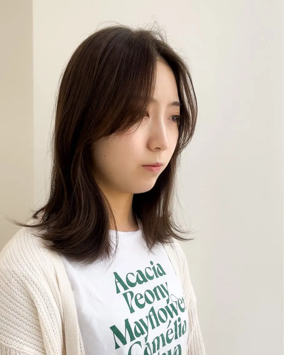 ミディアム カラー 透明感カラー グレージュ ボブ くびれヘア 顔まわりレイヤー カット ヘアカラー トリートメント ミタニ/髪質改善 /レイヤーカットのヘアスタイル