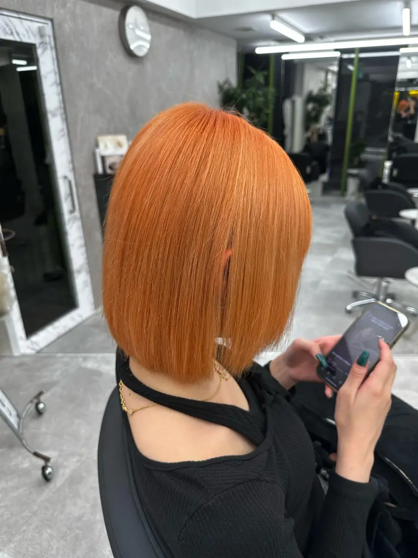 ミディアム カラー ブロンド オレンジ ヘアカラー 【メンズ特化美容師】 Toma🎯のヘアスタイル