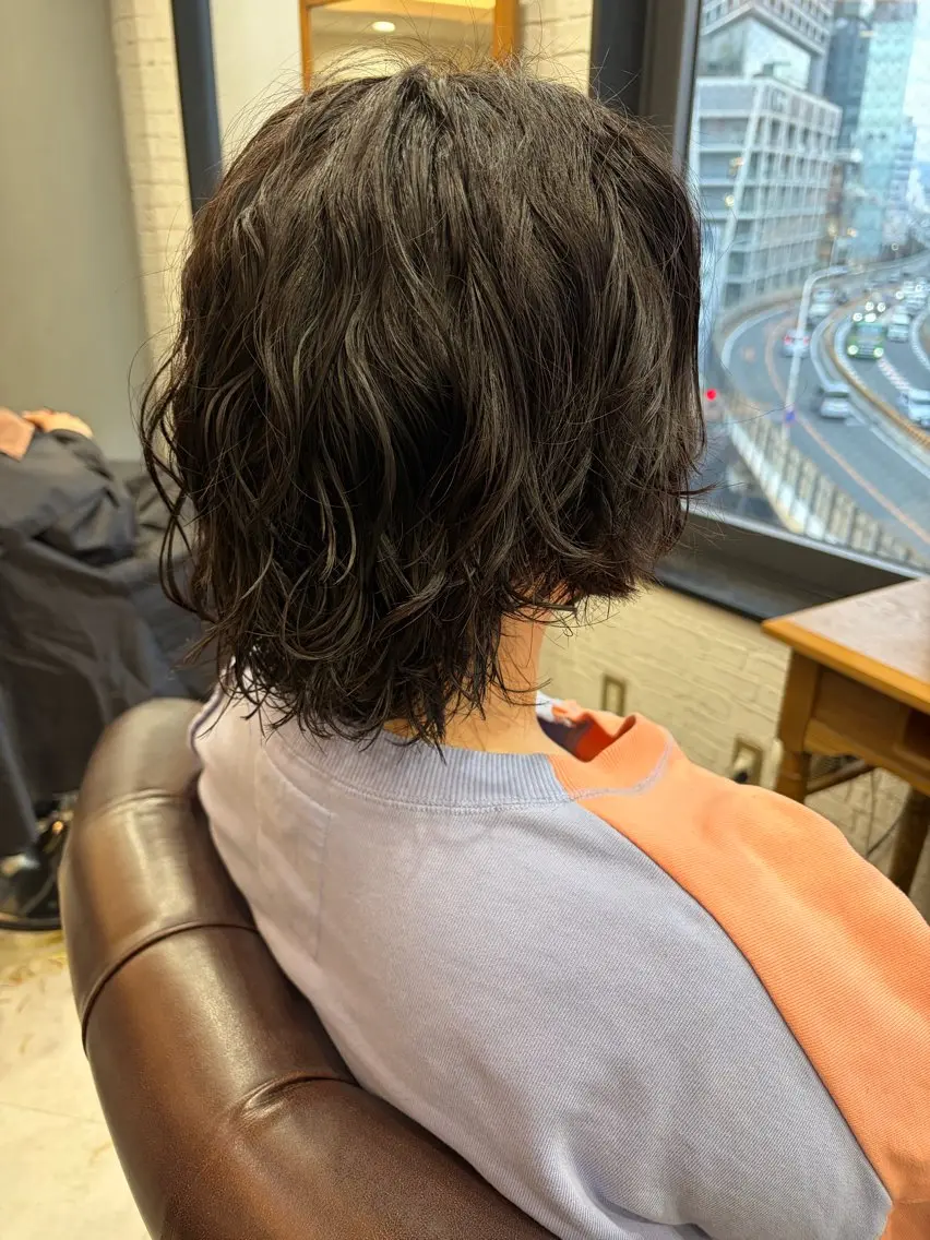 セミロング セミロングパーマ ウルフカット カット パーマ FUJII MARINのヘアスタイル