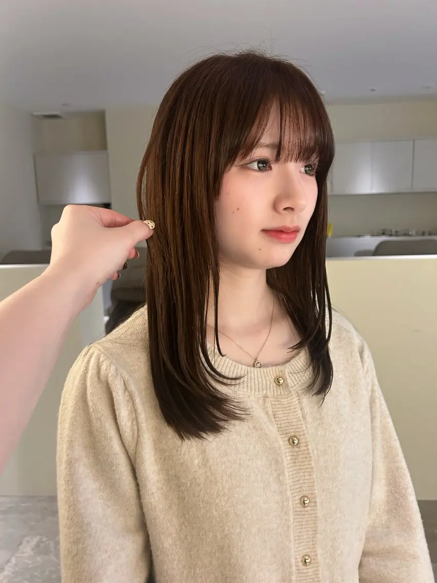 セミロング カラー ブラウンカラー 透明感カラー レイヤー/むつきのヘアスタイル