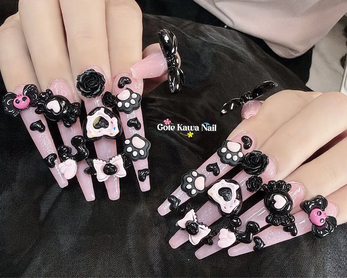 ネイル ジェルネイル 持ち込み リボン 夏ネイル ハンドネイル ハンドケア Gote Kawa nail salonのネイルデザイン