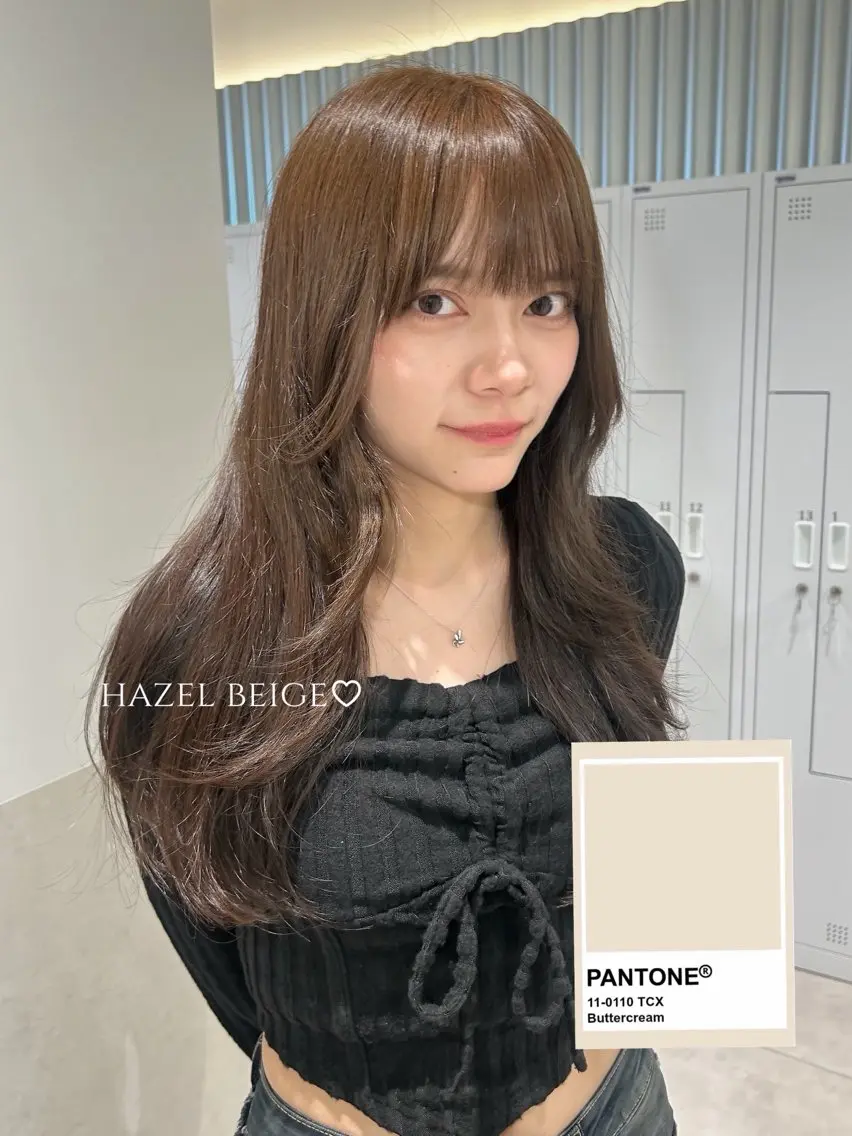 ロング カラー ヘアカラー トリートメント 🫒オリーブ/透け感 レイヤー🌿‬モエカのヘアスタイル