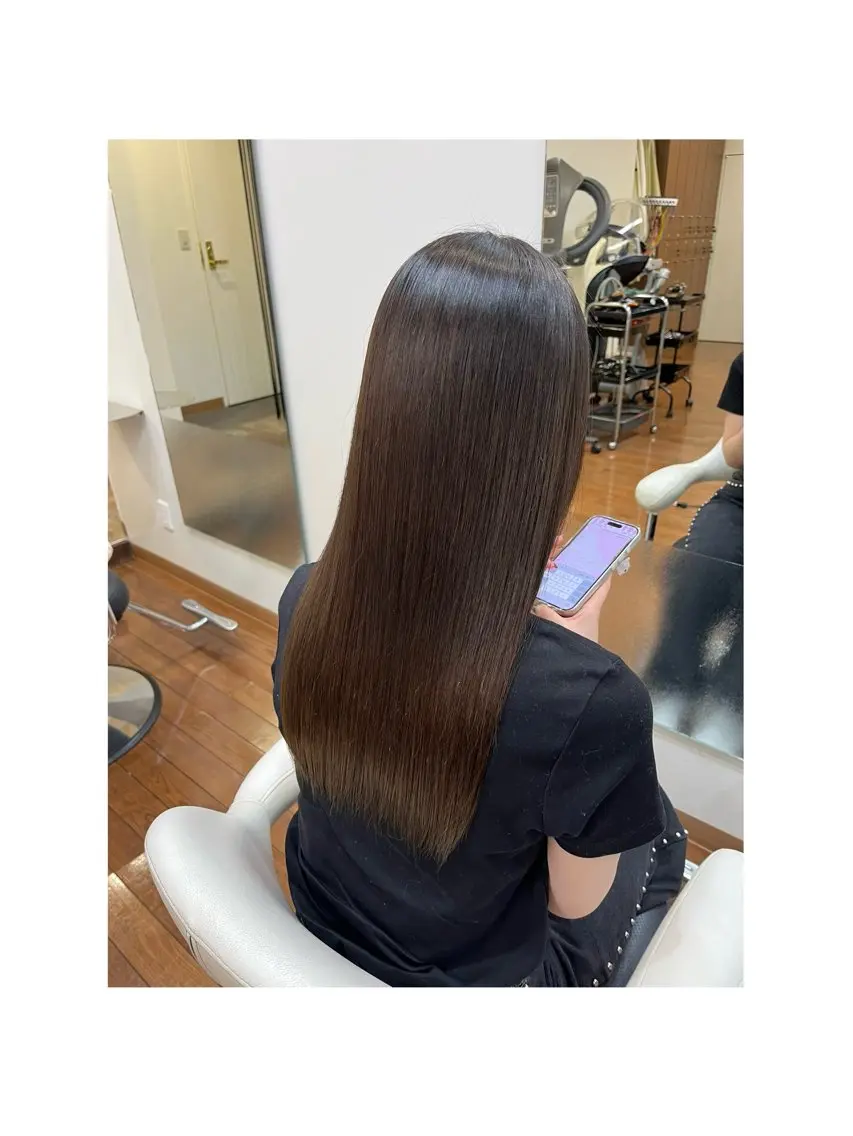 ロング 縮毛矯正 うえだ りおのヘアスタイル