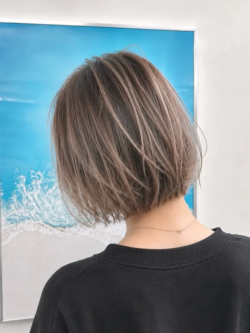 ショート レイヤーカット 🔷ブリーチバレイヤ ージュ🔷飯野達也のヘアスタイル