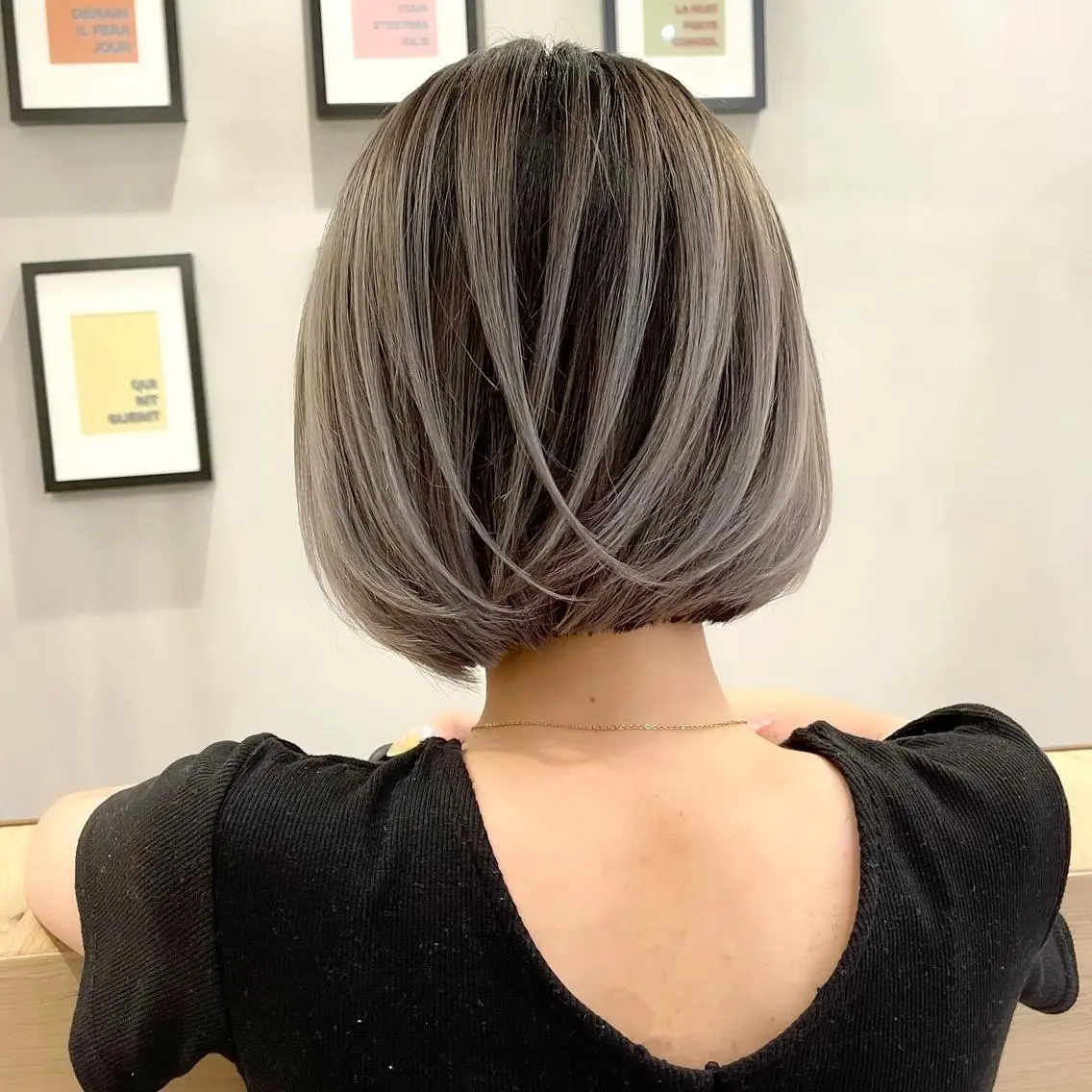 ショート カラー ヘアアレンジ バレイヤージュ デザインカラー ハイライトカラー 外国人風カラー ハイライト カット ヘアカラー トリートメント アンドウ ユウ/ レイヤーカット/韓国のヘアスタイル