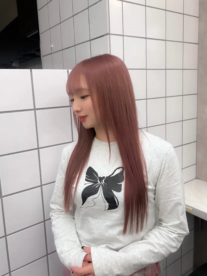 ロング カラー パーマ ヘアアレンジ メンズ キッズ ヘアカラー トリートメント ブリーチなしカラー/ ブラウン/レイヤーのヘアスタイル