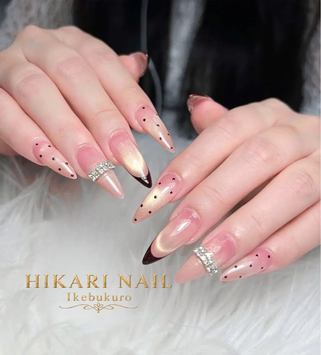 ネイル チークネイル 長さ出し フレンチネイル ガーリー ハロウィン ハンドネイル HikariNail Ikebukuroのネイルデザイン
