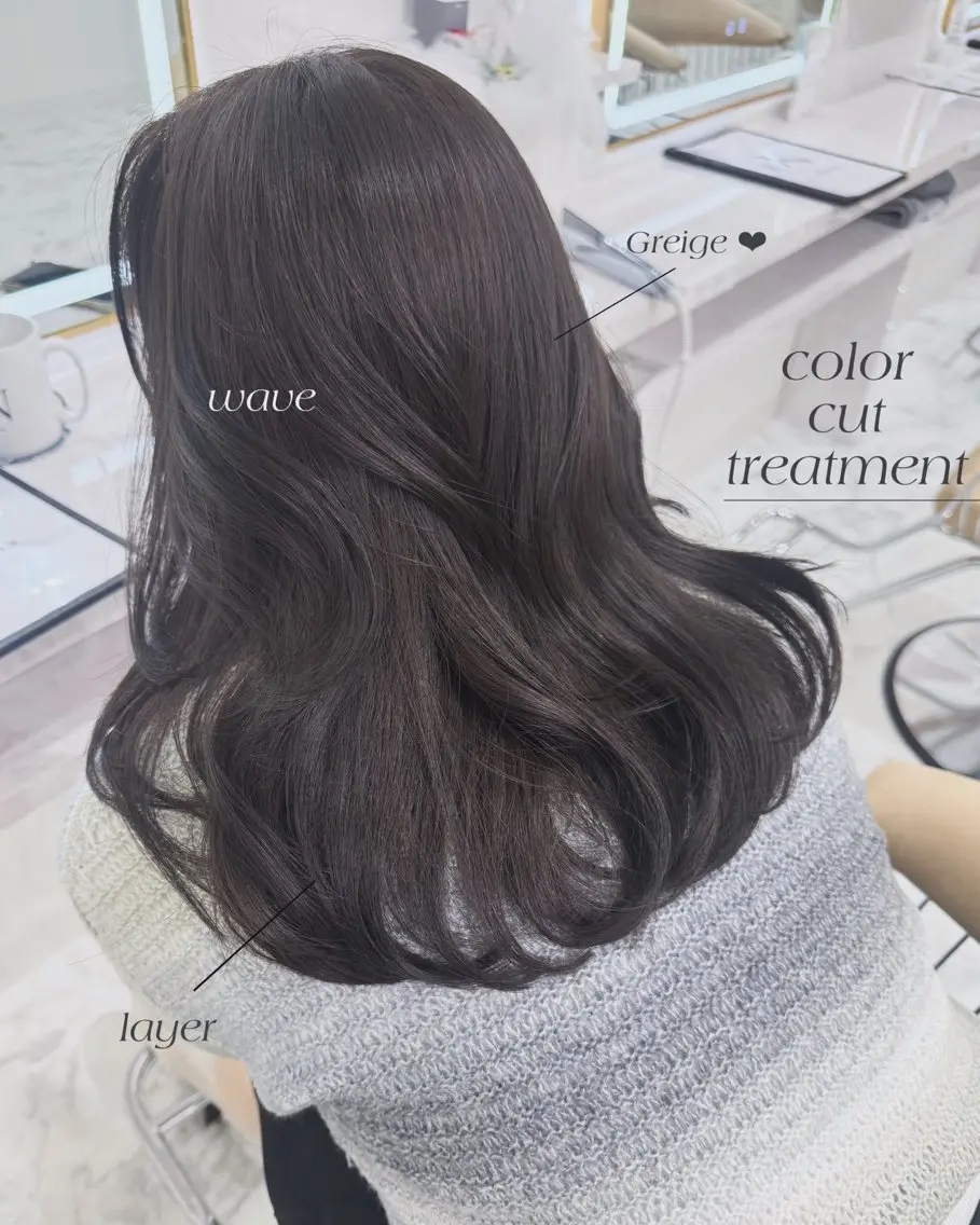 セミロング ヘアカラー トリートメント 韓国ヘアーサロン MARIA🐈‍⬛のヘアスタイル