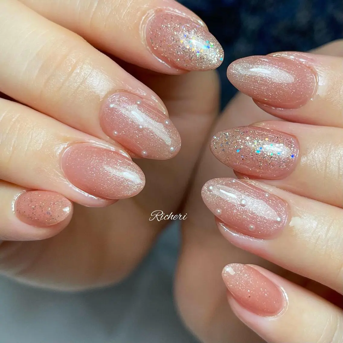 ロング ネイル 韓国風ヘア ロング アートネイル フレンチネイル ジェルネイル richeri beautyのその他イメージ