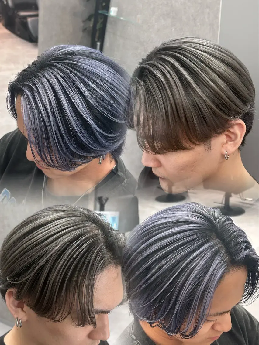 ショート カラー パーマ メンズ メンズバレイヤージュ バレイヤージュ レイヤーカット カット ヘアカラー メンズ特化 👑YUTAのヘアスタイル