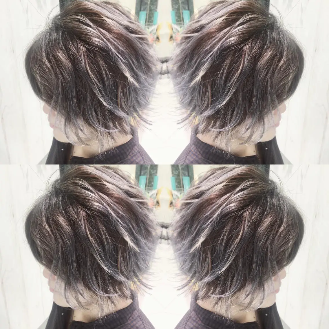 ショート カラー バレイヤージュ グレージュ レイヤーカット カット ヘアカラー ブリーチ/バレイヤ ージュ川端裕司のヘアスタイル