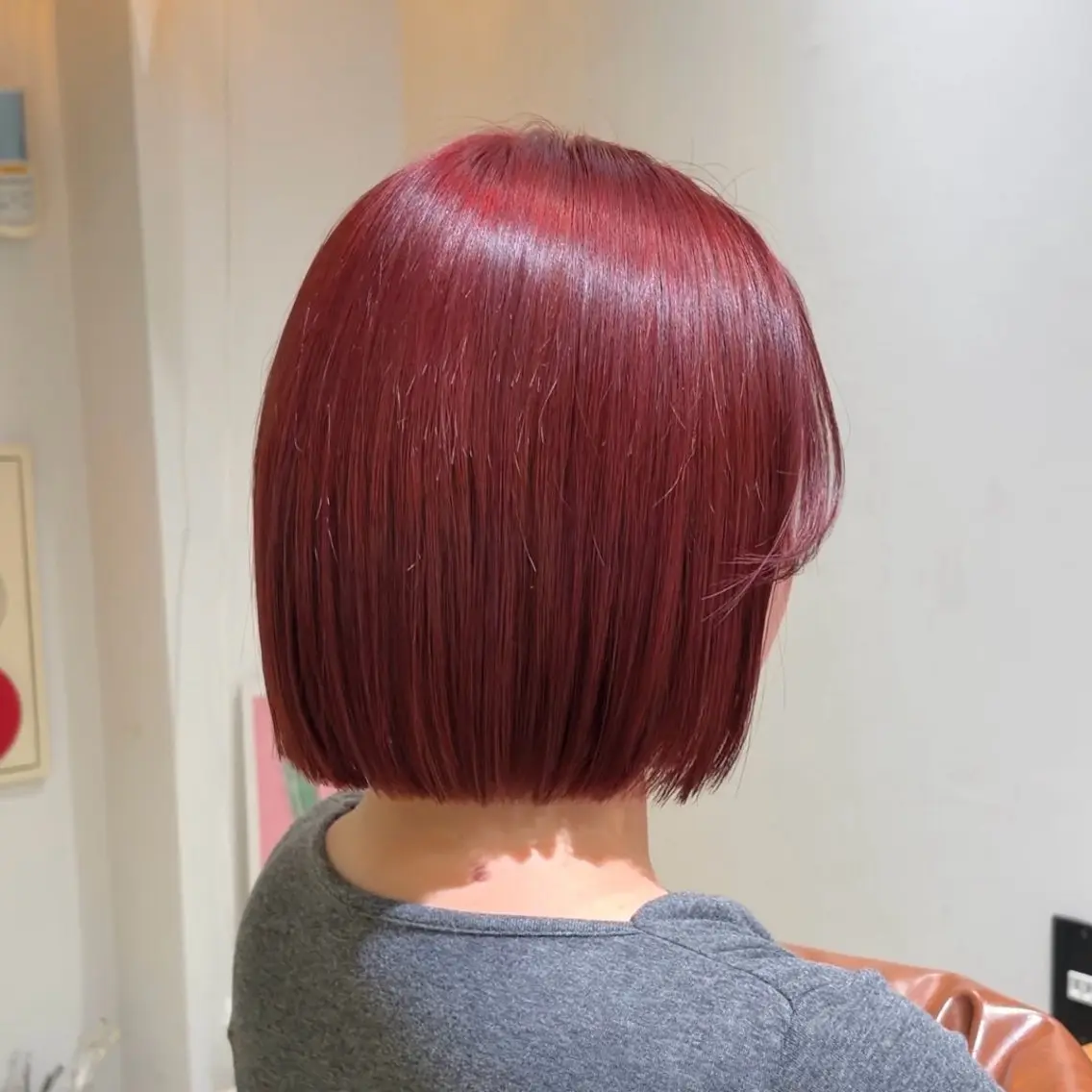 ミディアム カラー レッドカラー カット ヘアカラー 横浜パーマ🌐ボブ✨ 暖色カラーもえかのヘアスタイル