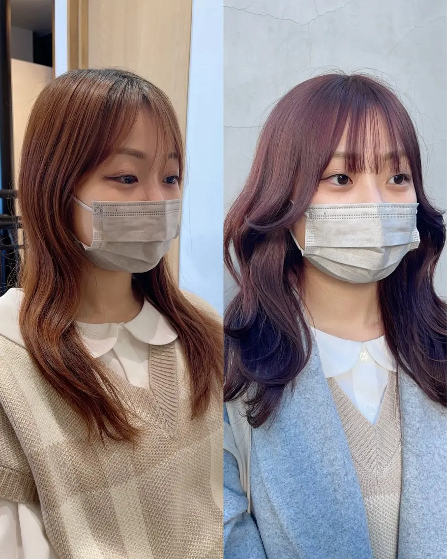 カット+ブリーチなしWケアカラー+TOKIO(トキオ)トリートメント(#韓国風#レイヤーカット#顔まわりカット)の写真