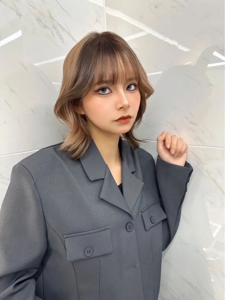 ミディアム 顔まわりレイヤー レイヤーカット トリートメント 小林 拳人のヘアスタイル