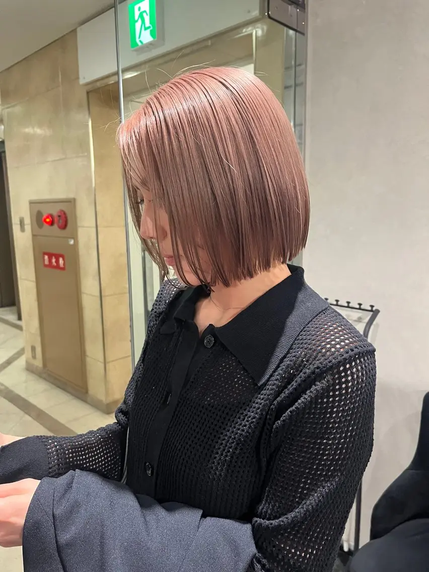 ショート ボブ カット ヘアカラー トリートメント Yurina 💖透明感カラー💖のヘアスタイル