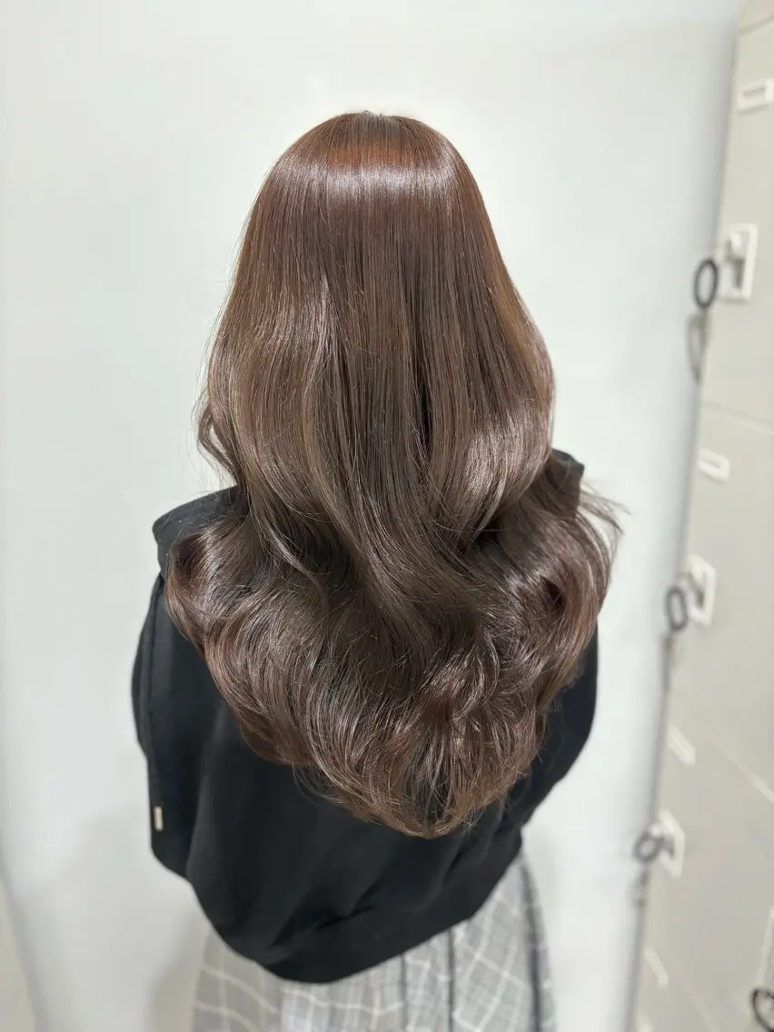 セミロング カラー ブリーチ ショコラグレージュ ダブルカラー グレージュ ブリーチなしカラー ヘアカラー 韓流トレンドヘア 🎀RINAKO🎀のヘアスタイル