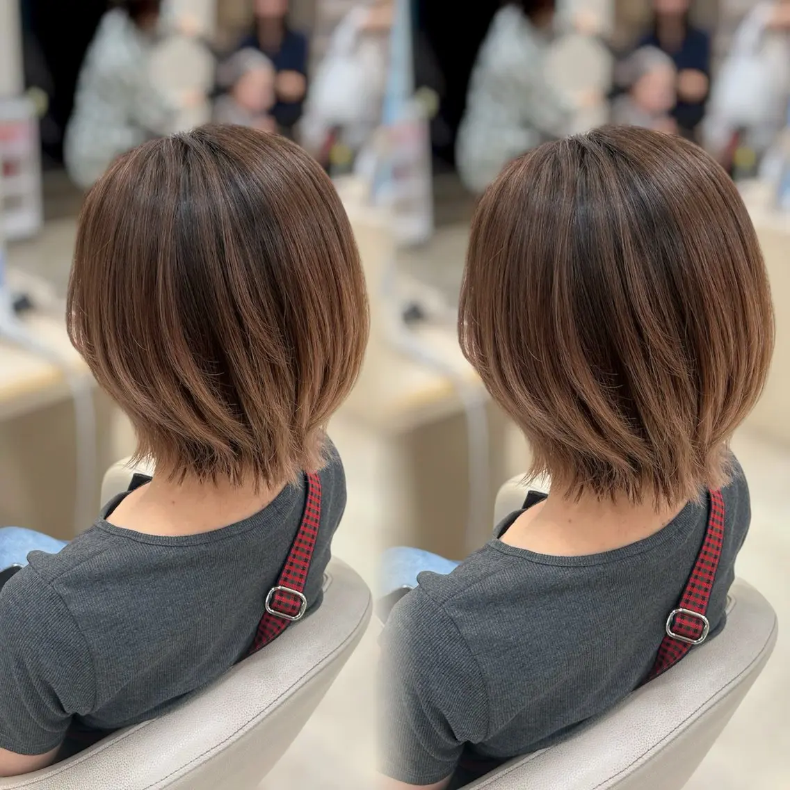 ショート ボブ レイヤーカット カット トリートメント ヘアセット ベージュ/つや髪/ レイヤー／ゆいなのヘアスタイル