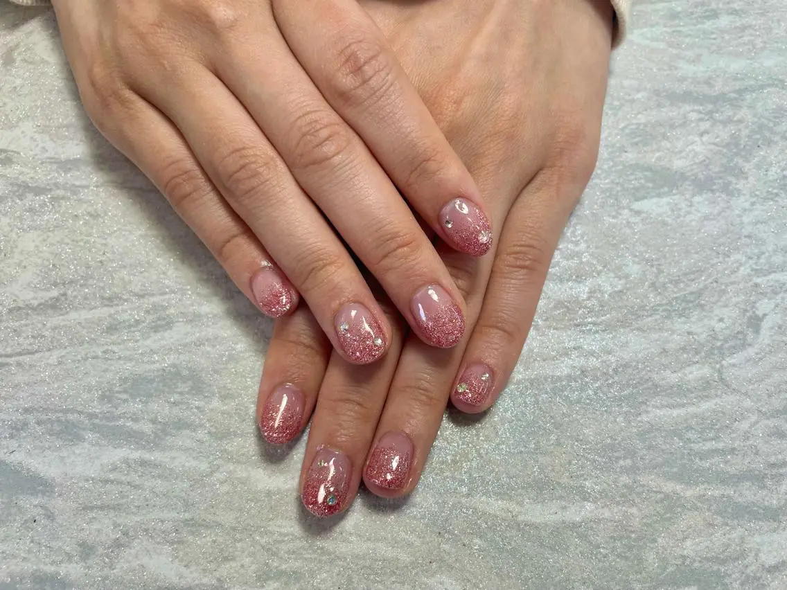 ネイル ラメ(グリッター) ピンク liln nail /NATSUMIのネイルデザイン