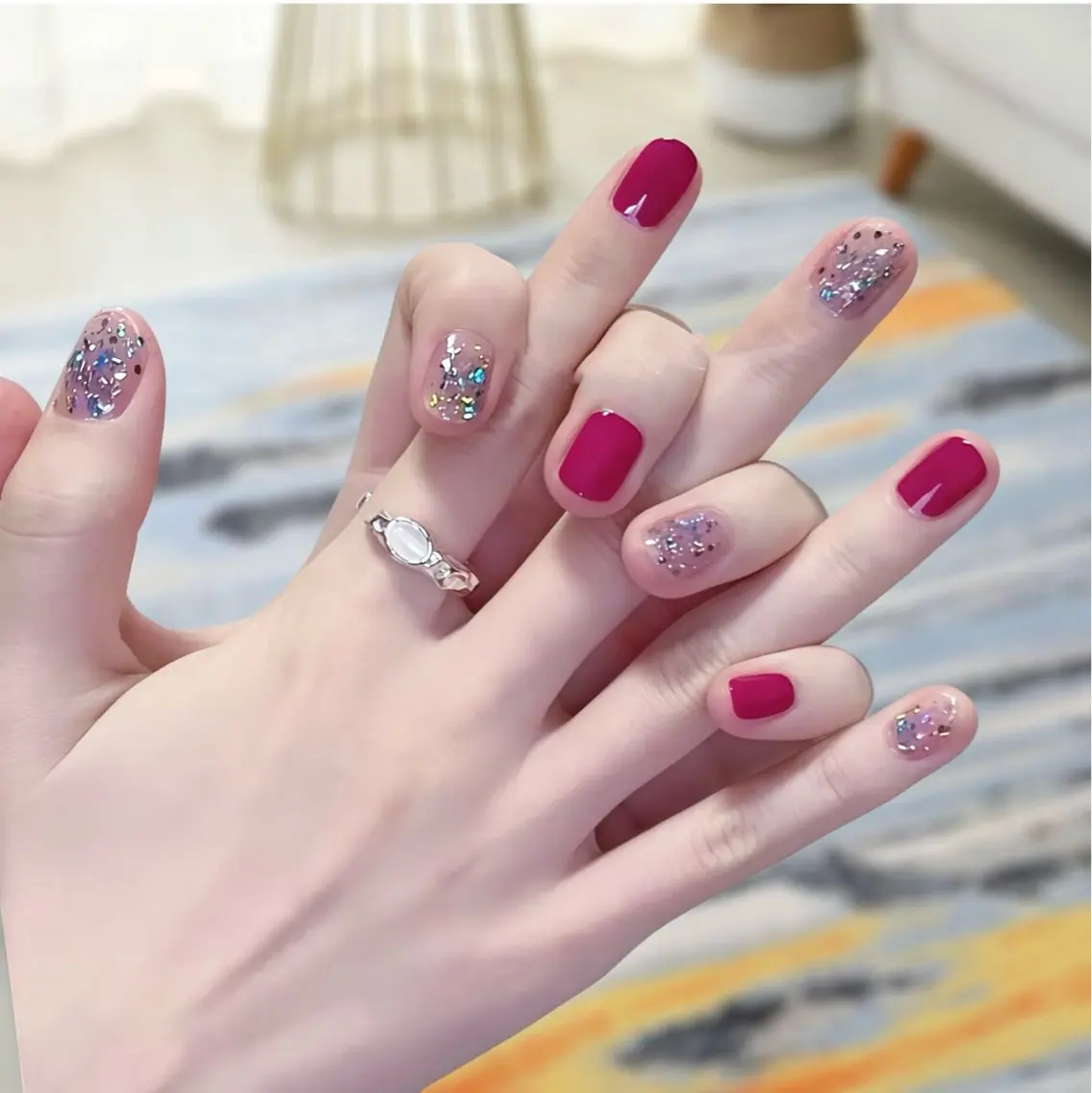 ネイル ハンドネイル H3 Nail Tsuki🦋💙のネイルデザイン