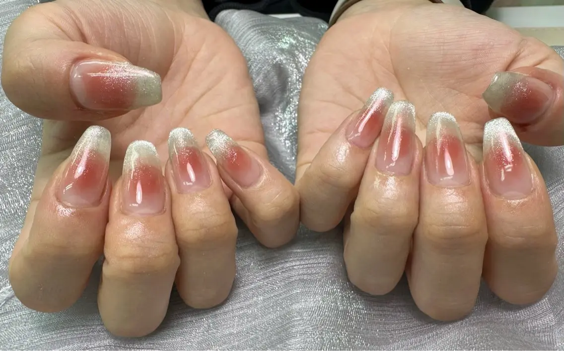 ネイル チークネイル フレンチネイル マグネットネイル マグネットフレンチ ハンドネイル kao nail マグネット/長さだしのネイルデザイン