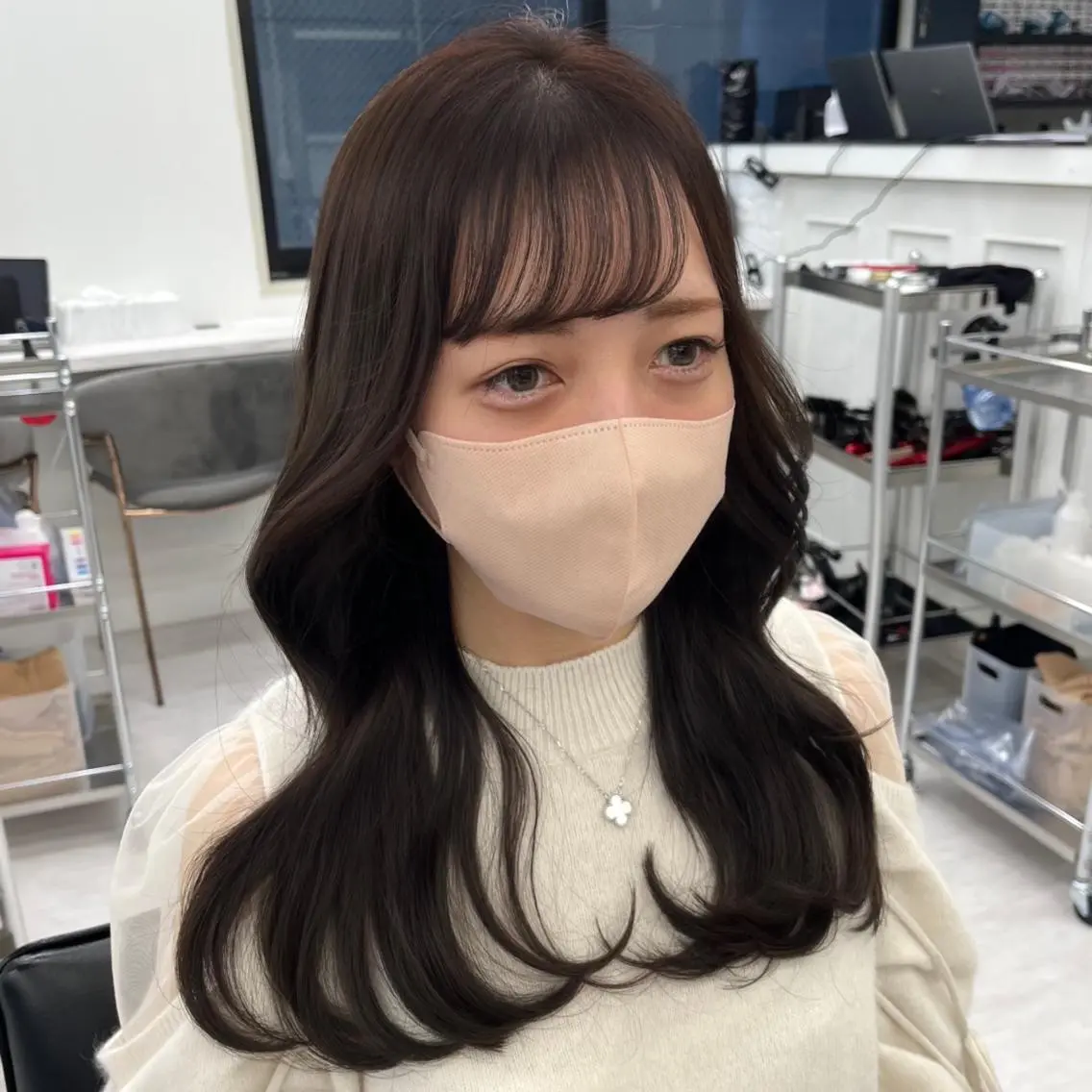 セミロング カラー パーマ ヘアアレンジ 結婚式・ブライダル アッシュ ベージュカラー 黒髪 ブリーチ 韓国ヘア×2way 🇰🇷和知拓郎のヘアスタイル
