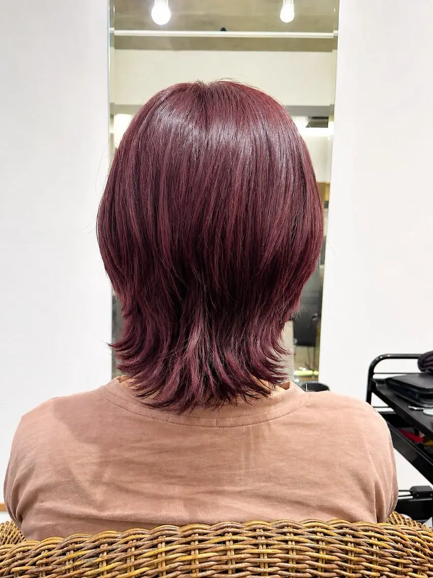 ミディアム ミディアムパーマ ヘアカラー 田辺 優志のヘアスタイル