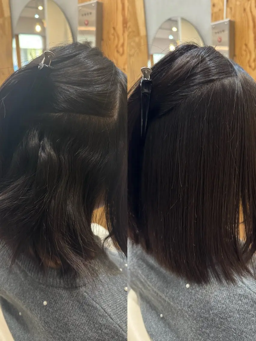 ロング カラー パーマ ブリーチ くせ毛 縮毛矯正 ストレートパーマ 縮毛矯正/ショート なーな🎀🤍のヘアスタイル