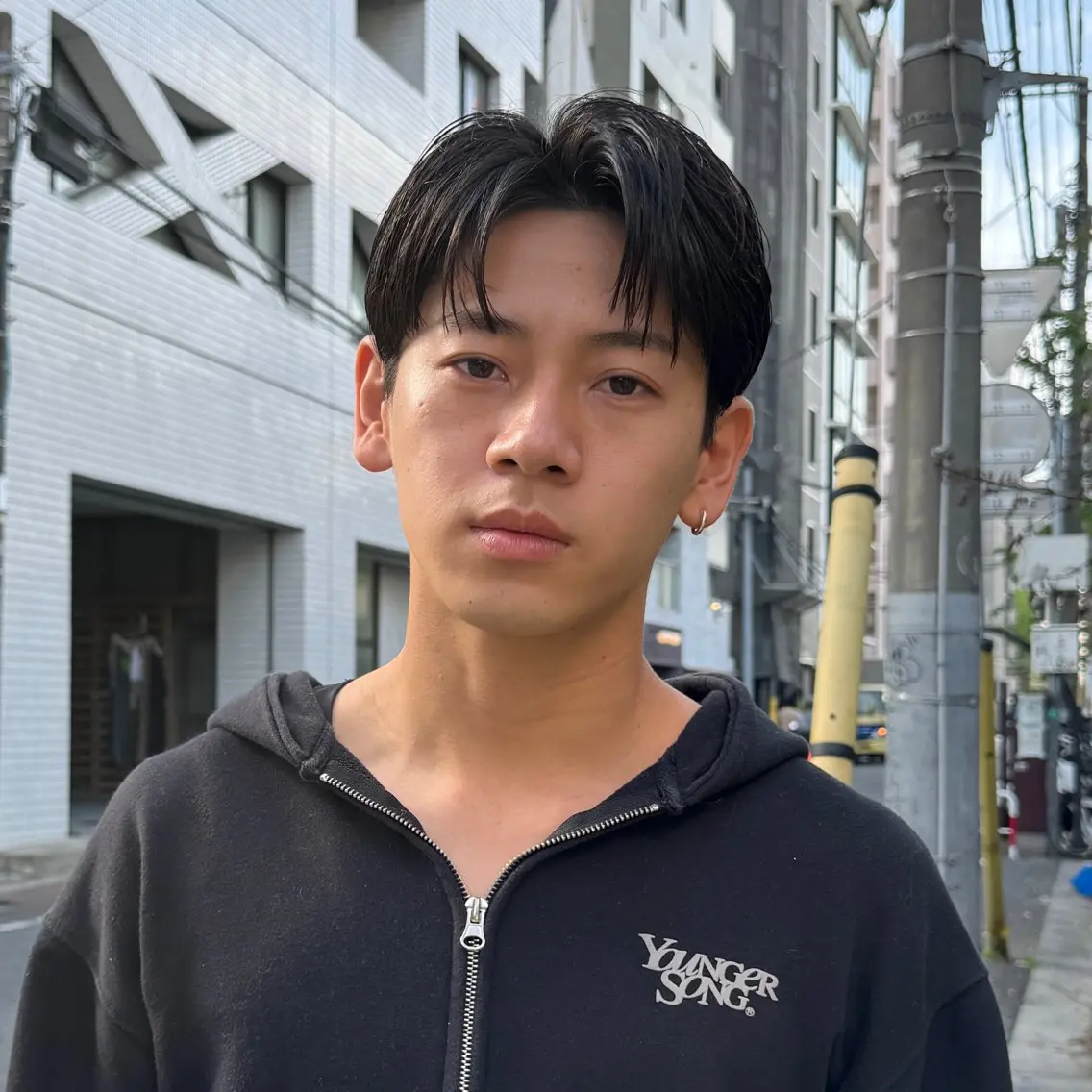 ショート パーマ メンズ センターパート メンズ韓国風 顔周りカット 韓国風ヘア ショートヘア カット パーマ トリートメント ヘアセット お悩み×垢抜け特化 KAYA/渋谷のヘアスタイル