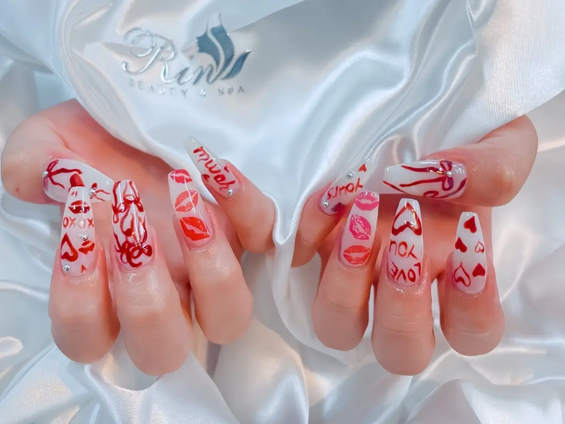 ネイル アートネイル フレンチネイル キラキラネイル 韓国ネイル 水色 Rin Nail 新大久保店のネイルデザイン