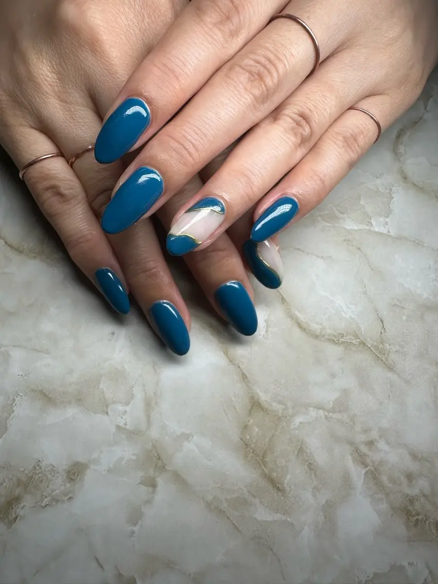ネイル ブルー ハンドネイル ハンドケア Queen nailのネイルデザイン