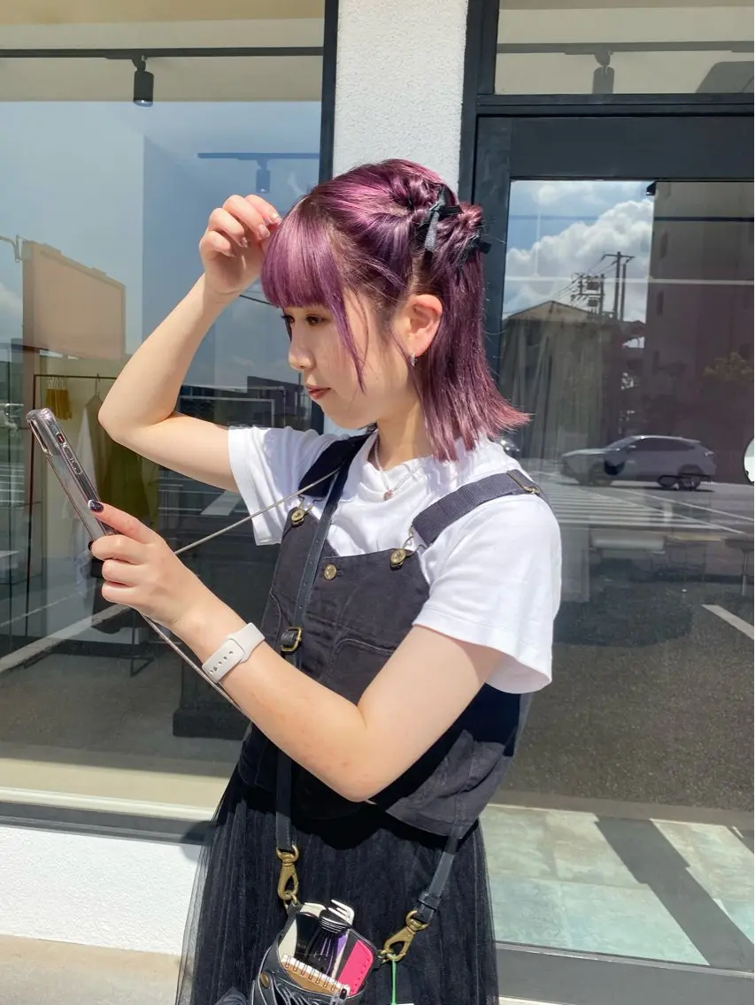 カラー ラベンダーカラー ピンクカラー ピンクラベンダー MATTY azusaのヘアスタイル