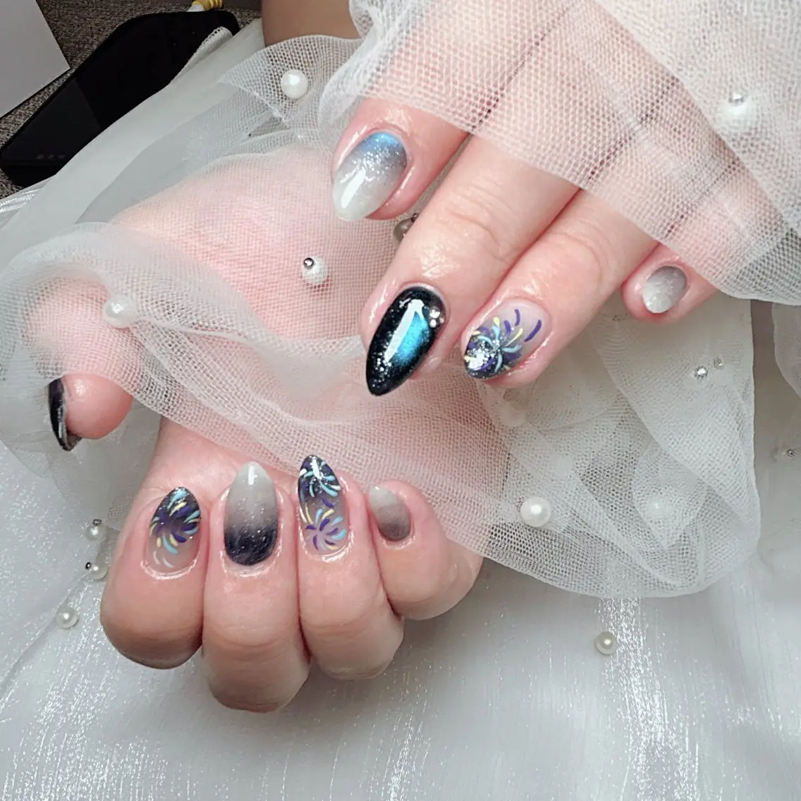 ネイル ジェルネイル マグネットネイル ニュアンスネイル 春ネイル ハンドネイル Cute Tips nailのネイルデザイン