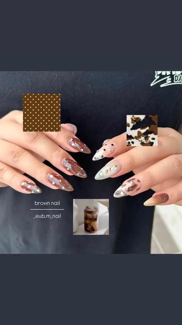 ネイル ブラウン ハンドネイル 深夜ネイルサロン eub.m_nailのネイルデザイン