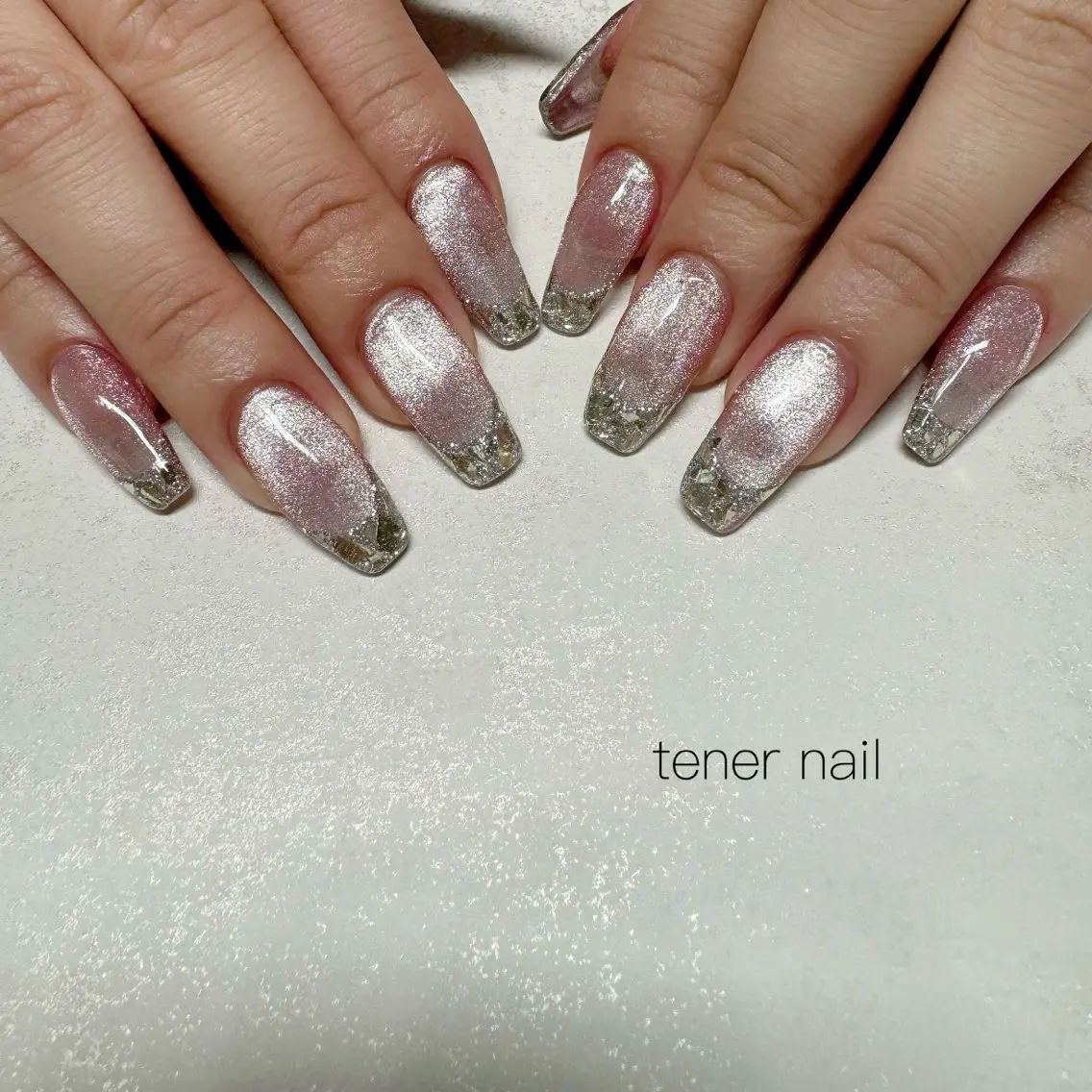 ネイル フレンチネイル ガラスフレンチ ハンドネイル テネルネイル tener nailのネイルデザイン