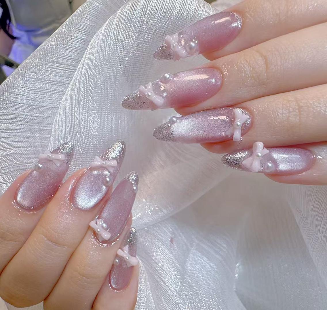 ネイル チークネイル 長さ出し フラッシュネイル フレンチネイル ガラスフレンチ ハンドネイル ハンドケア Morise Nail 原宿店のネイルデザイン