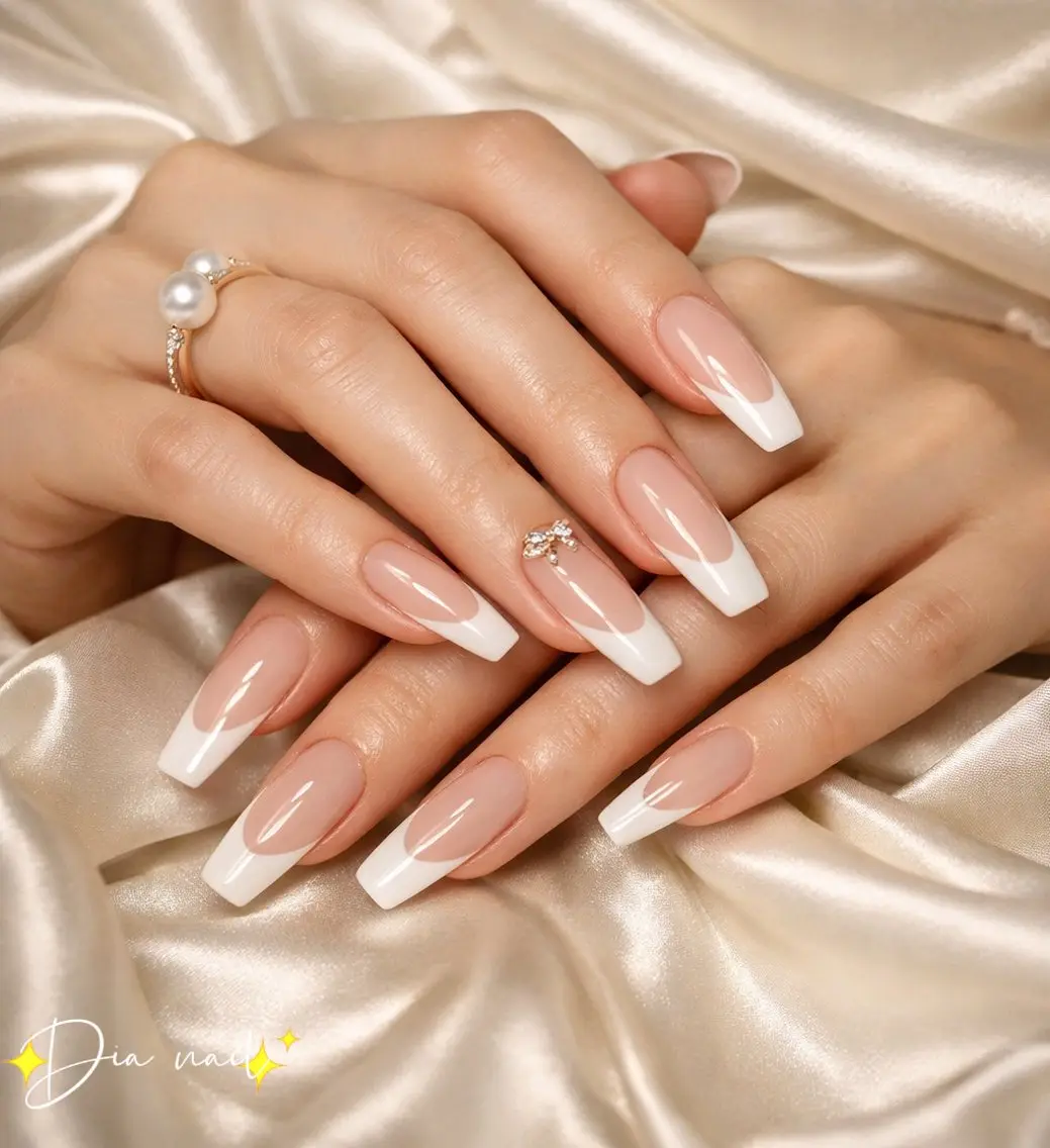🎀長さだしフレンチ+2個パーツ付き🎀8980の写真