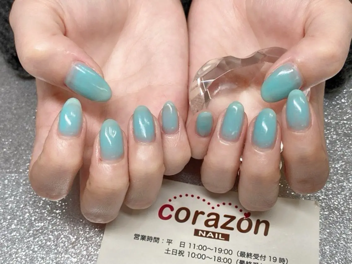ネイル ジェルネイル 水色 ワンカラーネイル ネイリスト aicoのネイルデザイン