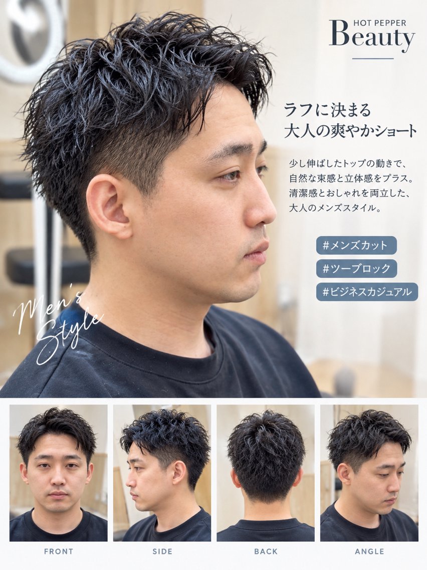 メンズ ビジネス メンズショート ツーブロック カット 小沼 裕太のヘアスタイル