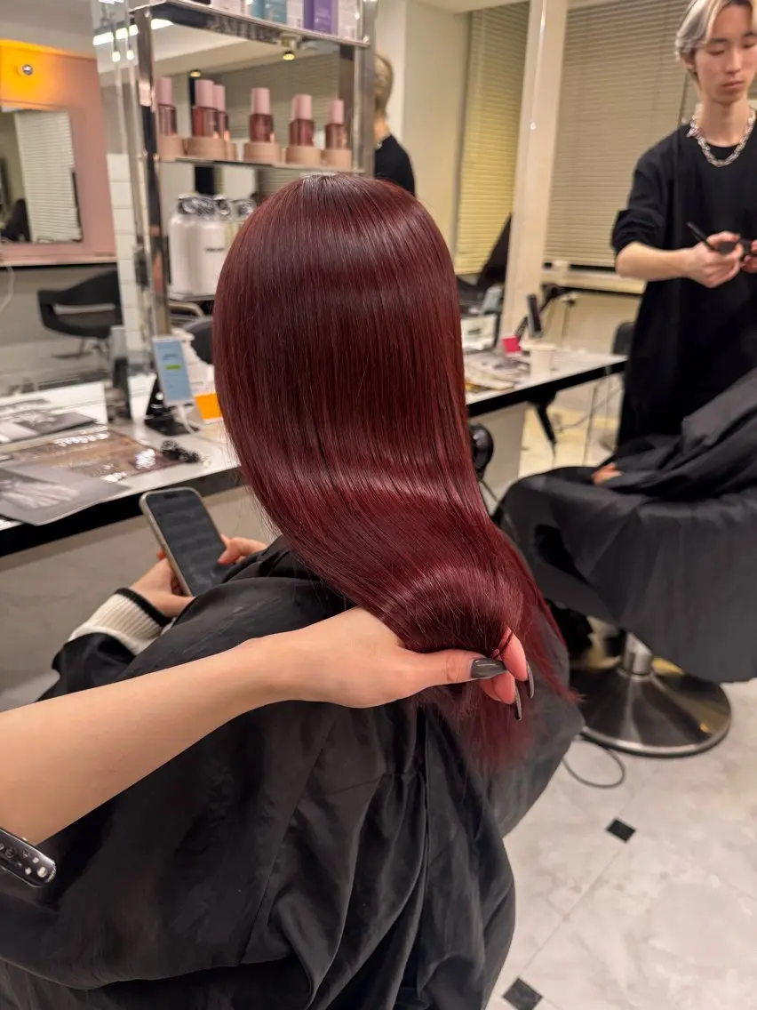セミロング ヘアカラー トリートメント ヘッドスパ ヘアセット ♥️韓国風透明感 暖色misa♥️のヘアスタイル